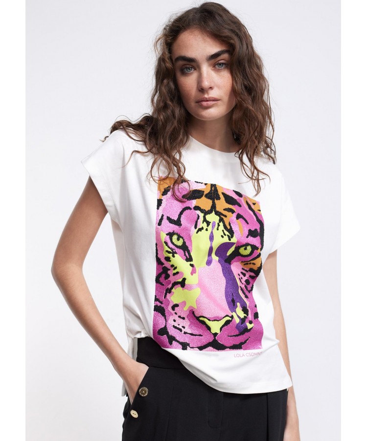 LOLA CASADEMEMUNT/ MULTICOLOURED TIGER T-SHIRT/ LF2415012