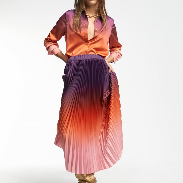 LOLA CASADEMUNT/ PLEATED OMBRÉ SKIRT / LF2408002