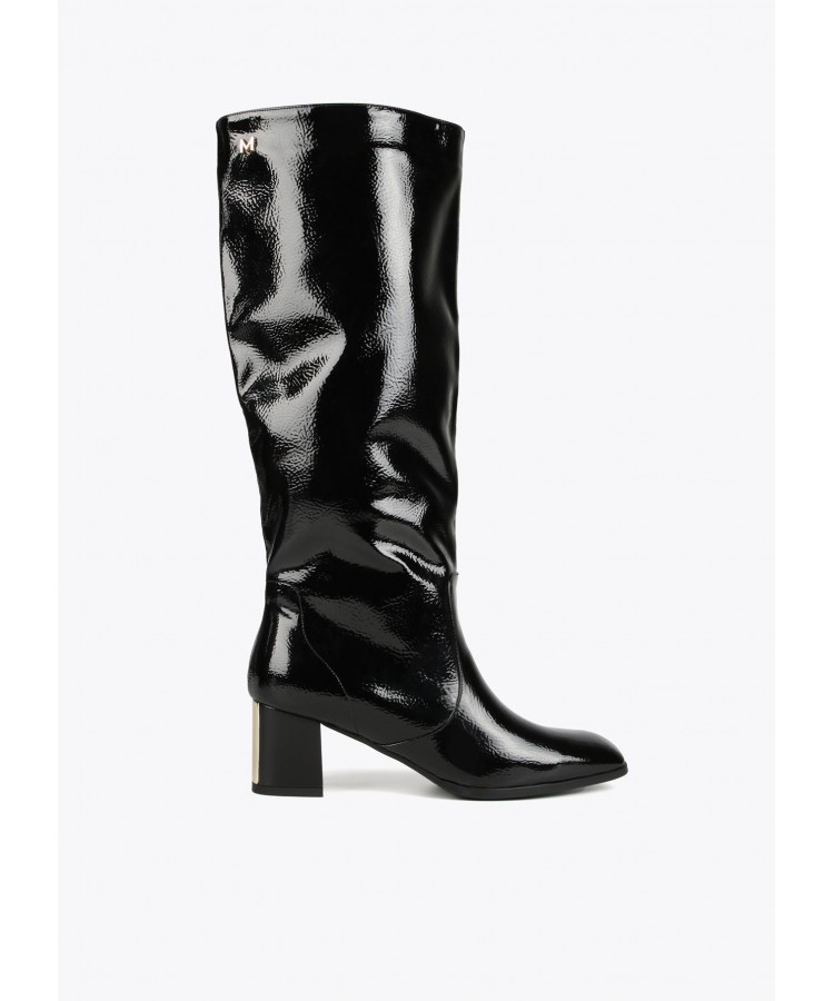 LOLA CASADEMUNT/ FAUX PATENT LEATHER KNEE-HIGH BOOTS/MF2405005