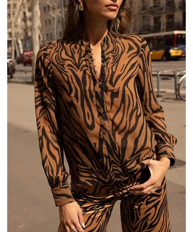 NEMA RESORTWEAR/ ANIMAL PRINT SHIRT/ N407