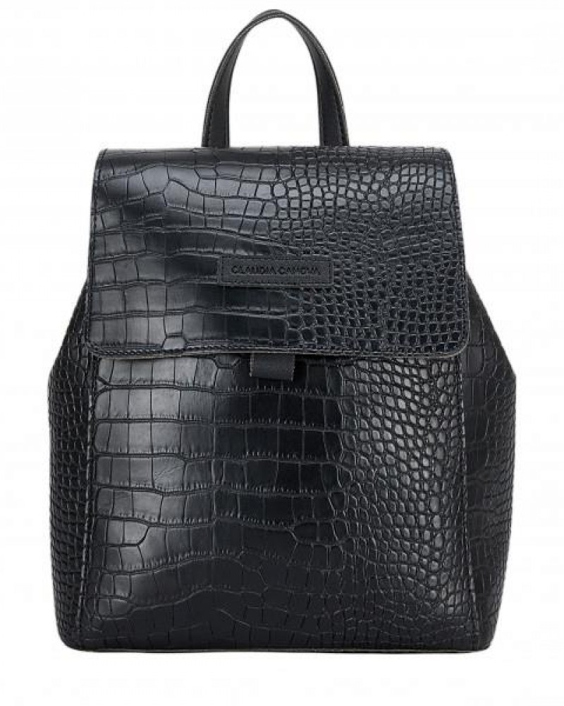 CLAUDIA CANOVA Backpack κροκό σε μαύρο χρώμα