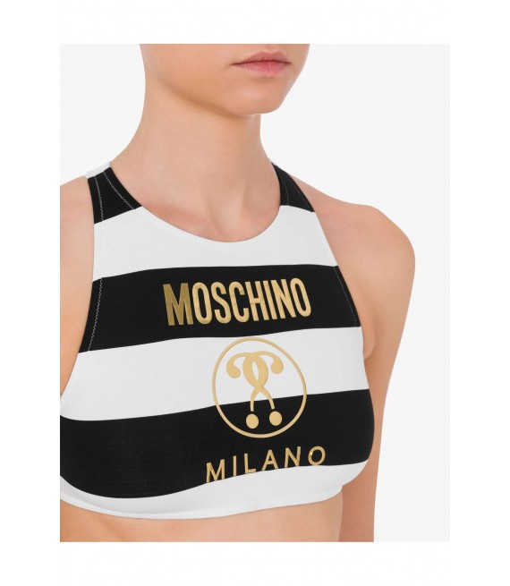 MOSCHINO/ Double Question Mark Striped Bikini Top/A57359505
