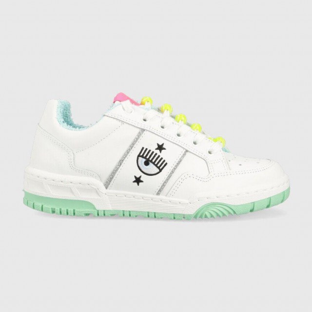 CHIARA FERRAGNI / LEATHER SNEAKERS / WHITE TENNIS / 3112-009