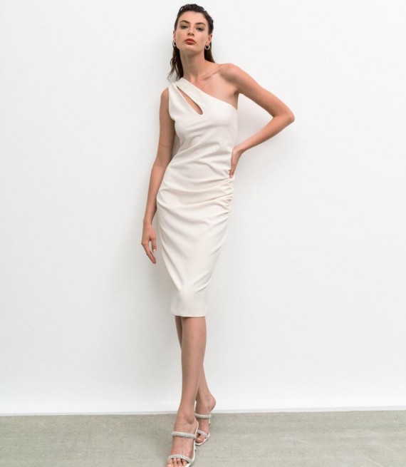 ACCESS / ONE SHOULDER PENCIL DRESS / OFF-WHITE / 3322-244
