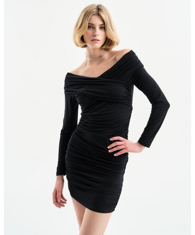 ACCESS / MINI DRAPE DRESS / BLACK