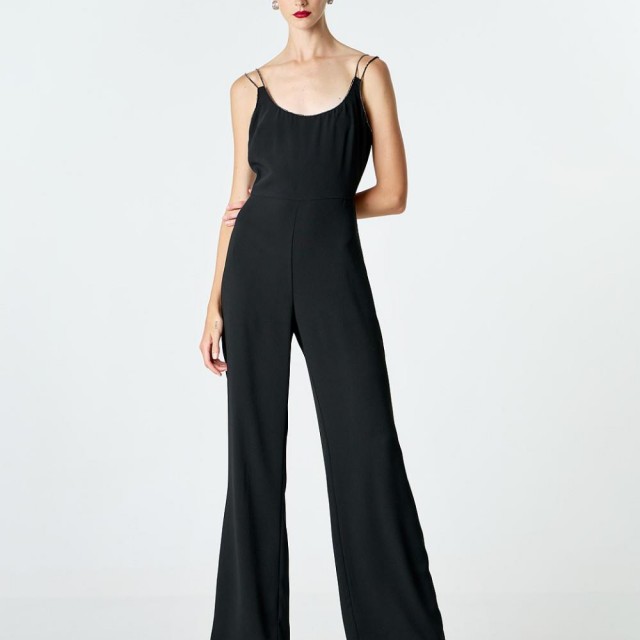 ACCESS / STRASS DETAILS JUMPSUIT / BLACK