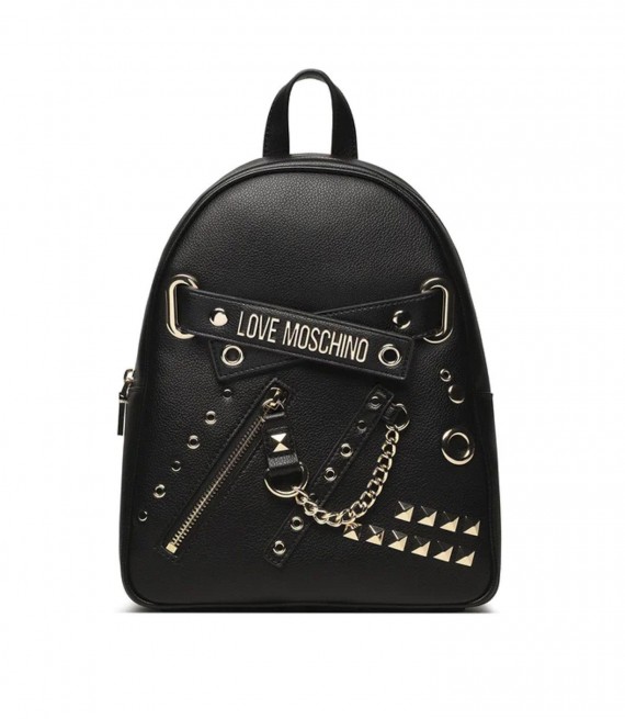LOVE MOSCHINO/Backpack Μαύρο με μεταλλικές λεπτομέρειες και τρούκς/ JC4036PP1HLO0-000