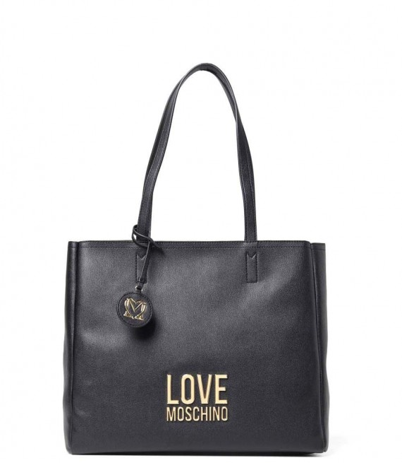 LOVE MOSCHINO/ Shopper Τσάντα Μαύρη με αποσπώμενο μπρελόκ /JC4100PP1HLI0