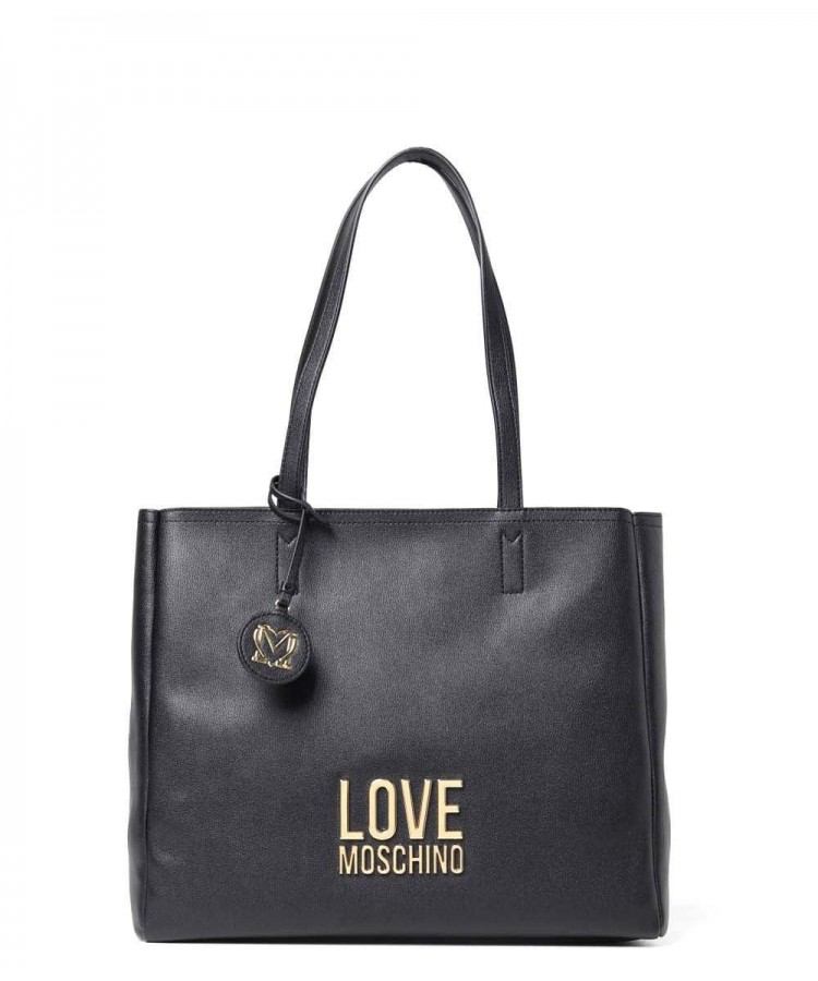 LOVE MOSCHINO/ Shopper Τσάντα Μαύρη με αποσπώμενο μπρελόκ /JC4100PP1HLI0