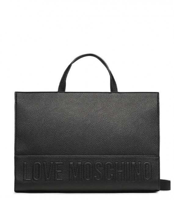 LOVE MOSCHINO/ Τσάντα με ανάγλυφο logo Μαύρη/JC4136PP1HLM0