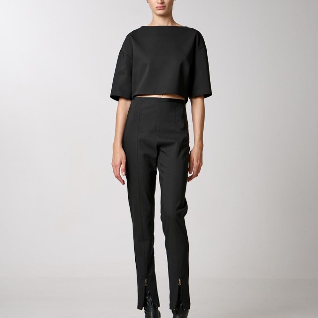 ACCESS / STRAIGHT LINE TROUSERS-GOLDEN ZIP / BLACK