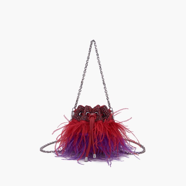 LA CARRIE / FEATHERS NIGHT MINI BAG / RED-VIOLET