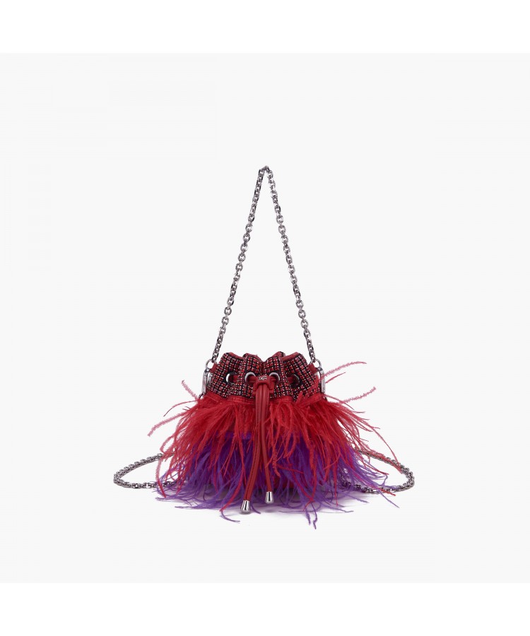 LA CARRIE / FEATHERS NIGHT MINI BAG / RED-VIOLET