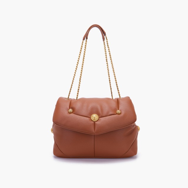 LA CARRIE / BOWLING SHOULDER BAG STUDS / CUOIO