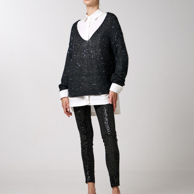 ACCESS / SEQUINS LEGGINGS / BLACK