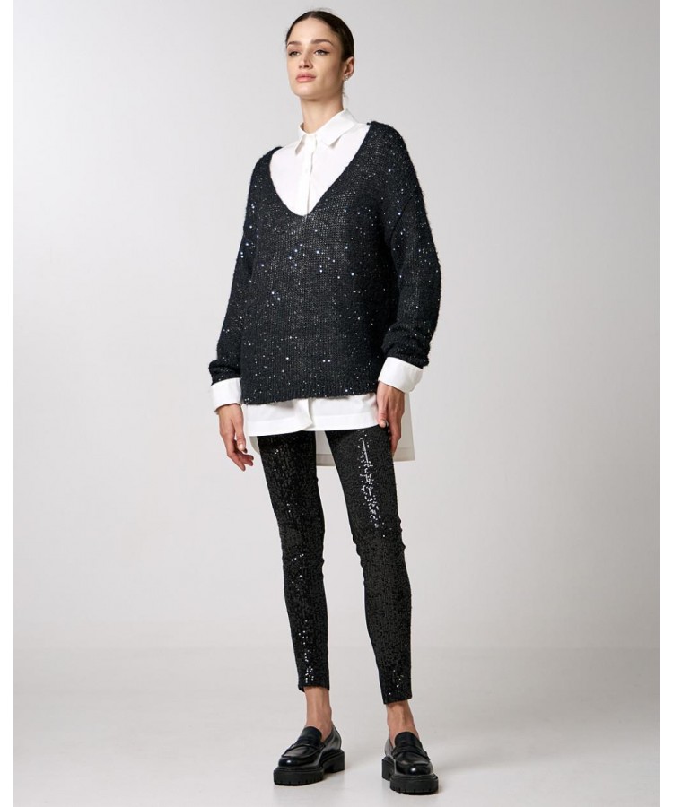 ACCESS / SEQUINS LEGGINGS / BLACK