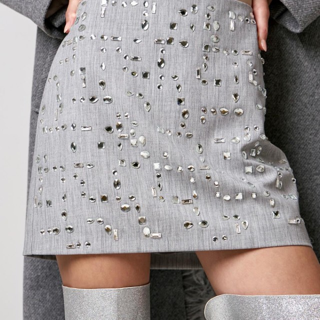 ACCESS / MINI STRASS SKIRT / GREY