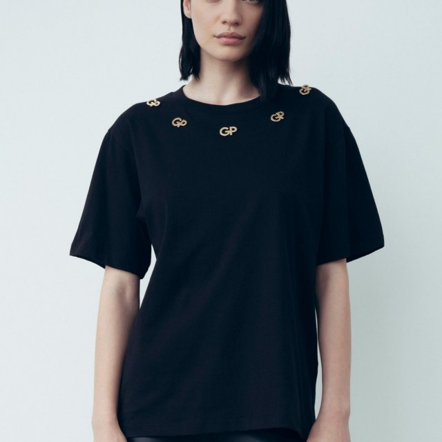 GAELLE / JERSEY T-SHIRT / BLACK