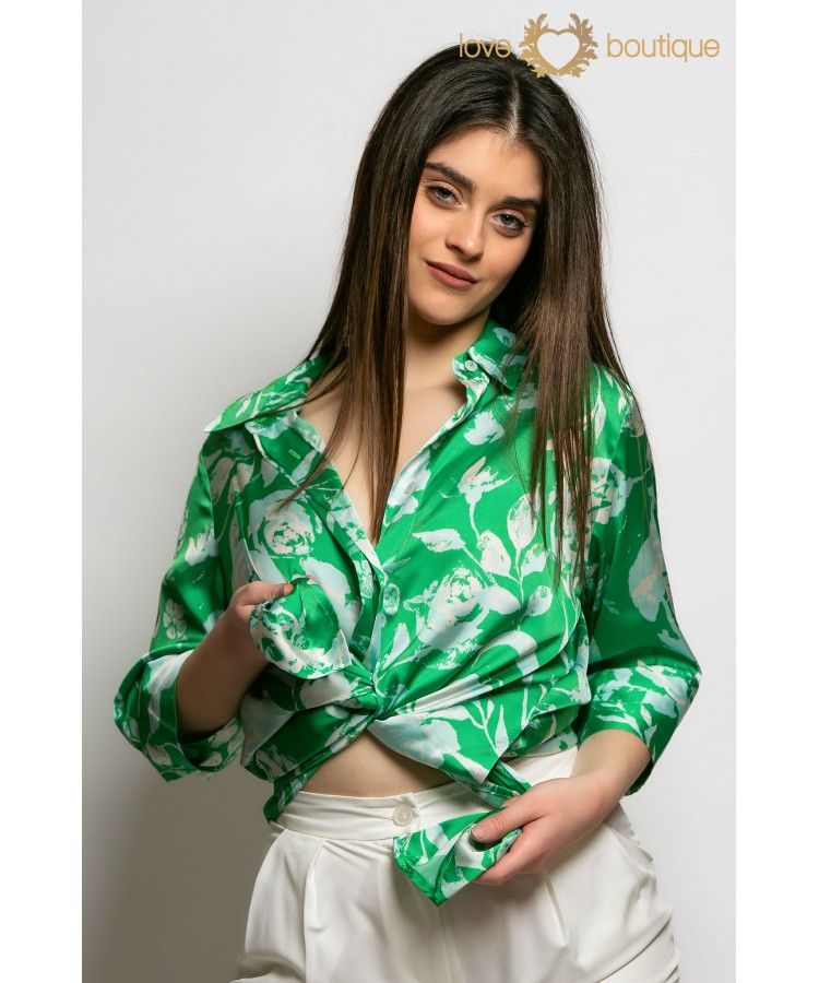 INNOCENT / FLORAL PRINTED SHIRT / GREEN / 9110