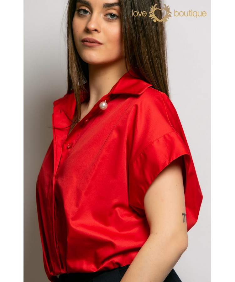 INNOCENT / PEARL CROP SHIRT / RED /  8001