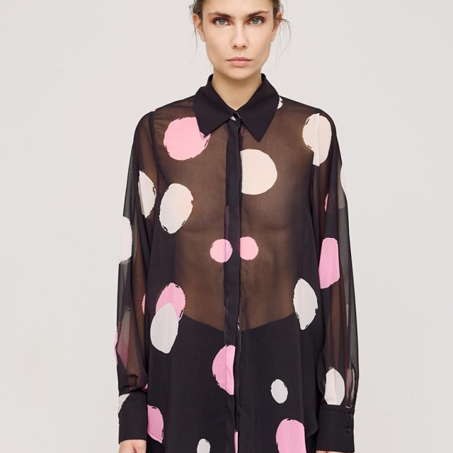 ACCESS / POLKA DOT SHIRT / BLACK