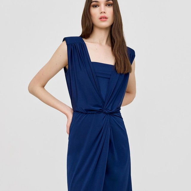 ACCESS / MIDI V DRESS / BLUE