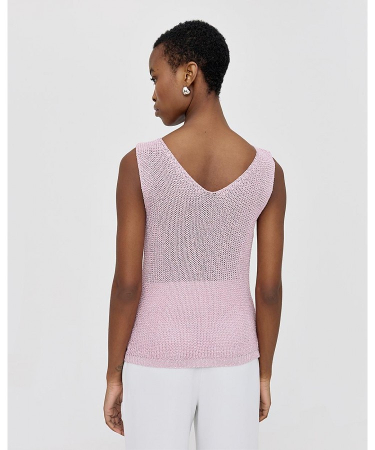 ACCESS / KNITTED LUREX TOP / PINK