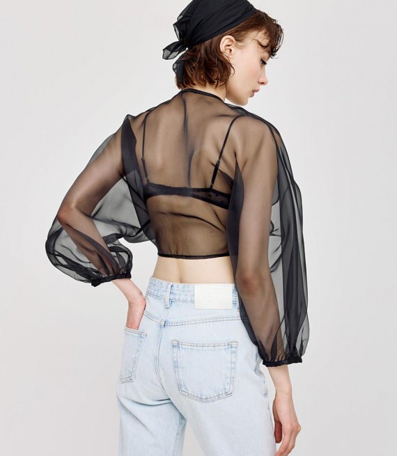 ACCESS / SEE-THROUGH TIE FRONT TOP / BLACK