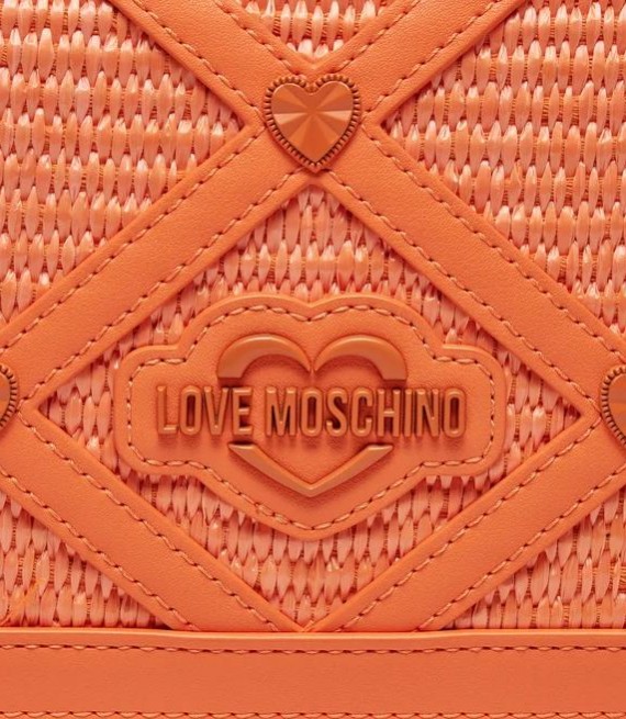 LOVE MOSCHINO/ Χιαστί τσάντα πορτοκαλί ψάθινη/JC4314PP0IKO145A