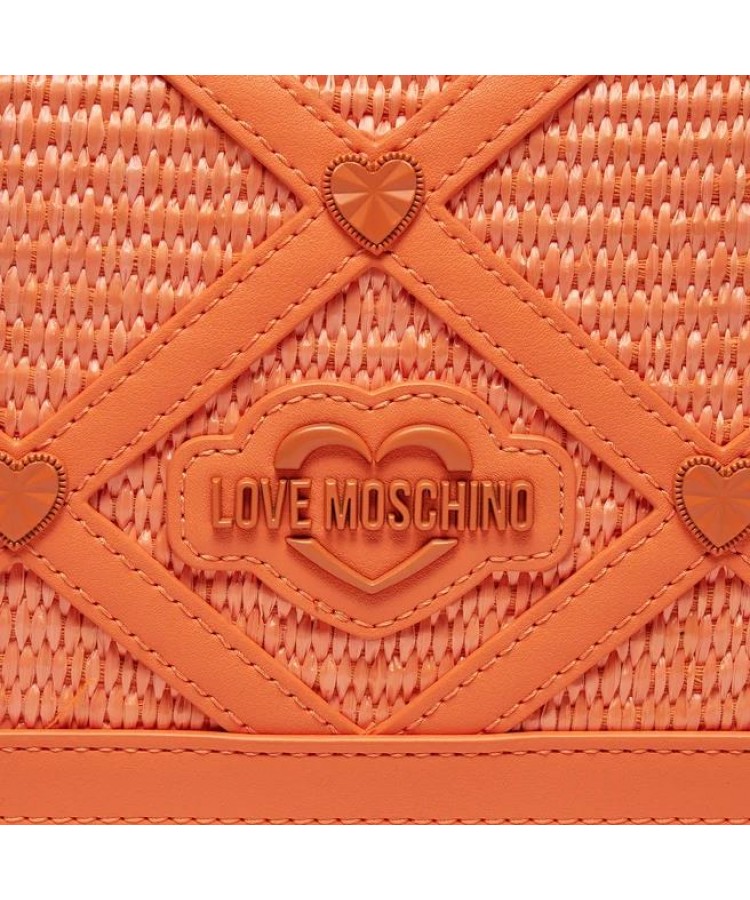 LOVE MOSCHINO/ Χιαστί τσάντα πορτοκαλί ψάθινη/JC4314PP0IKO145A