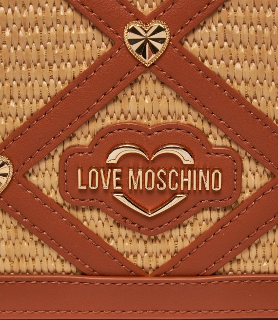LOVE MOSCHINO/ Χιαστί τσάντα μπεζ ψάθινη/JC4314PP0IKO145A