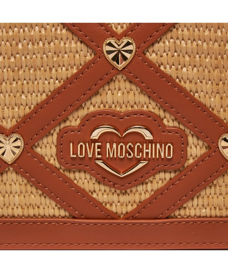 LOVE MOSCHINO/ Χιαστί τσάντα μπεζ ψάθινη/JC4314PP0IKO145A