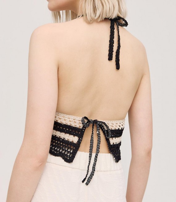 ACCESS / KNITTED TIE BACK CROP TOP / TYPE