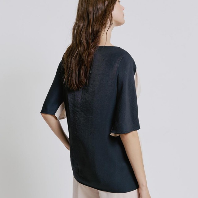 ACCESS / METALIC BLOUSE / BLACK-VANILLA / 2103-604