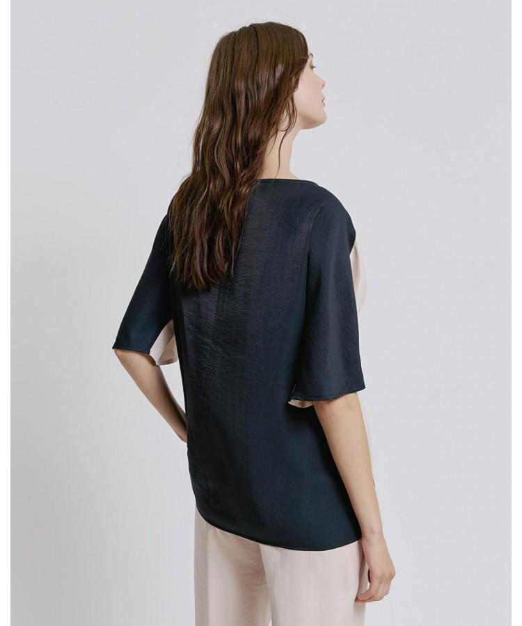 ACCESS / METALIC BLOUSE / BLACK-VANILLA / 2103-604