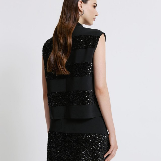 ACCESS / SEQUINS SLEEVLESS TOP / BLACK / 2144-389