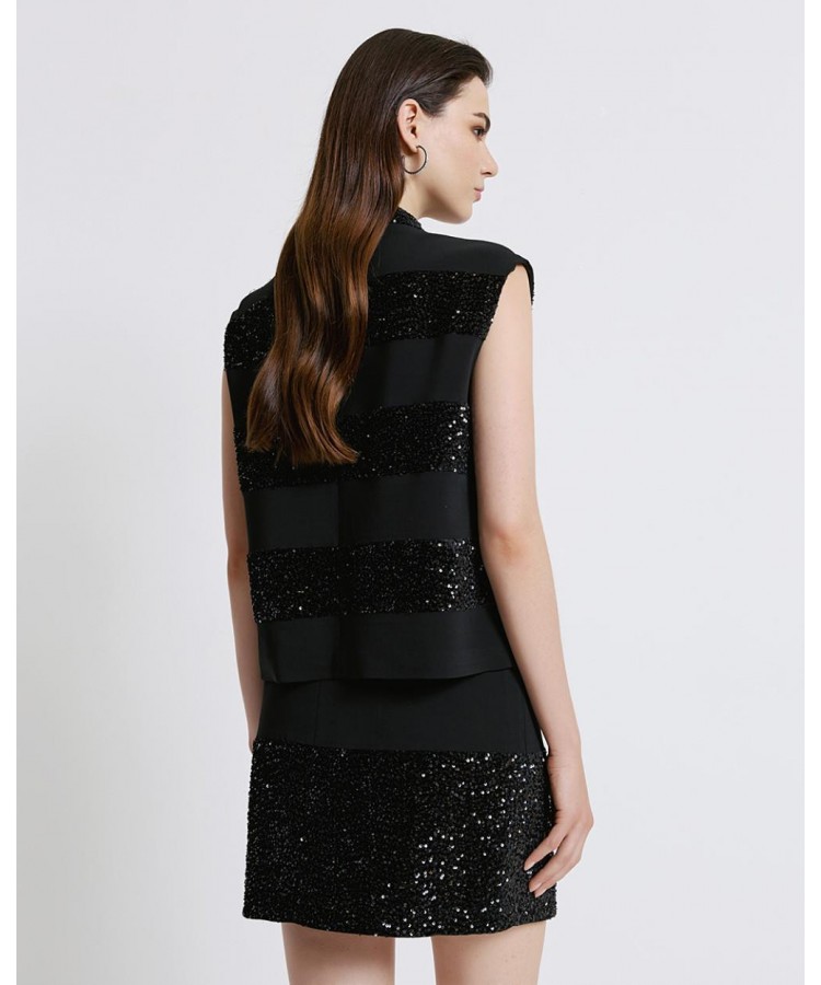 ACCESS / SEQUINS SLEEVLESS TOP / BLACK / 2144-389