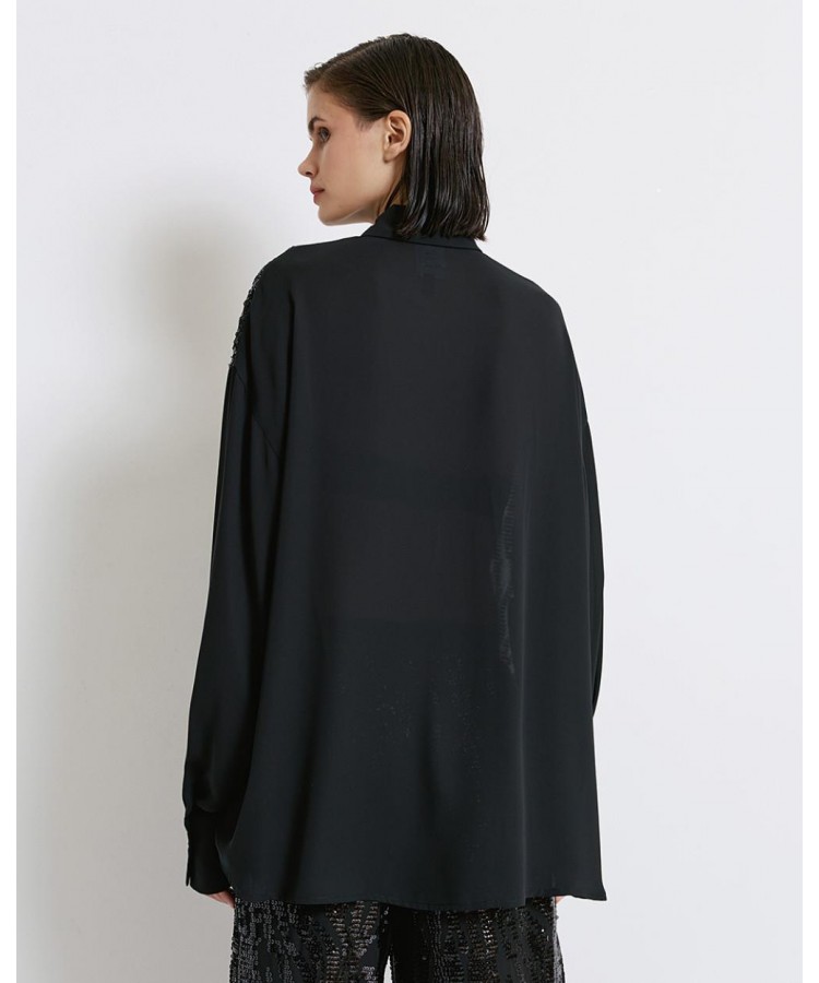 ACCESS / SEQUINS MUSLIN SHIRT / BLACK / 7051-171