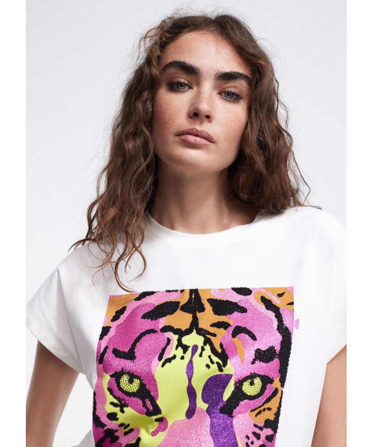 LOLA CASADEMEMUNT/ MULTICOLOURED TIGER T-SHIRT/ LF2415012