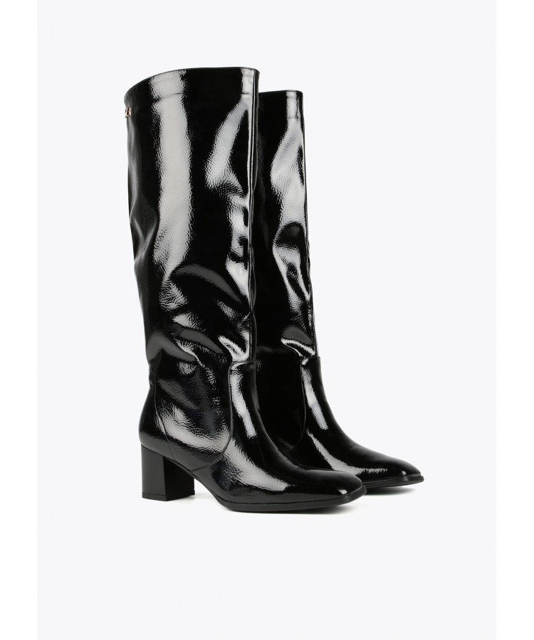 LOLA CASADEMUNT/ FAUX PATENT LEATHER KNEE-HIGH BOOTS/MF2405005