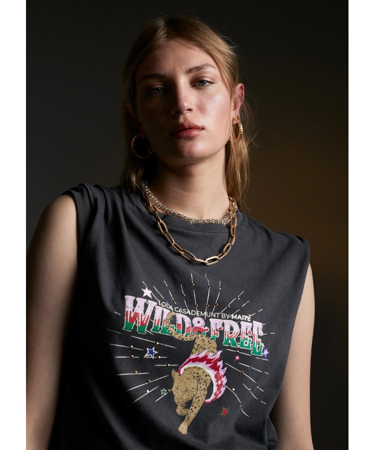 LOLA CASADEMUNT/ DISTRESSED TIGER T-SHIRT/ MF2415021