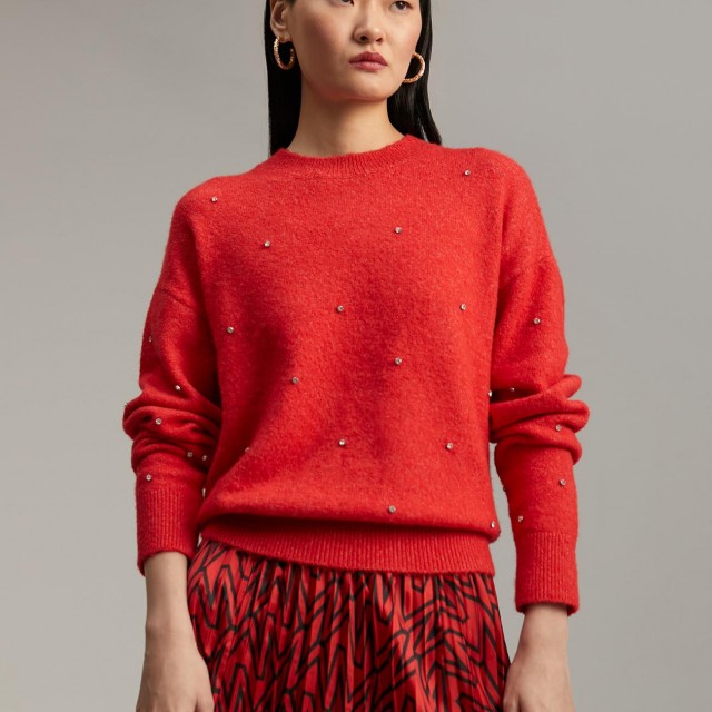 LOLA CASADEMUNT/SWEATER WITH CRYSTAL DETAILS /MF2411012