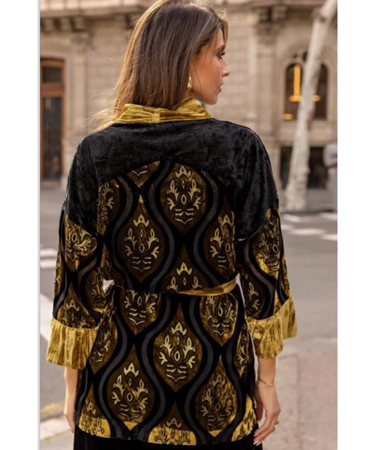 NEMA RESORTWEAR/ KIMONO VELVET GOLD/ N305