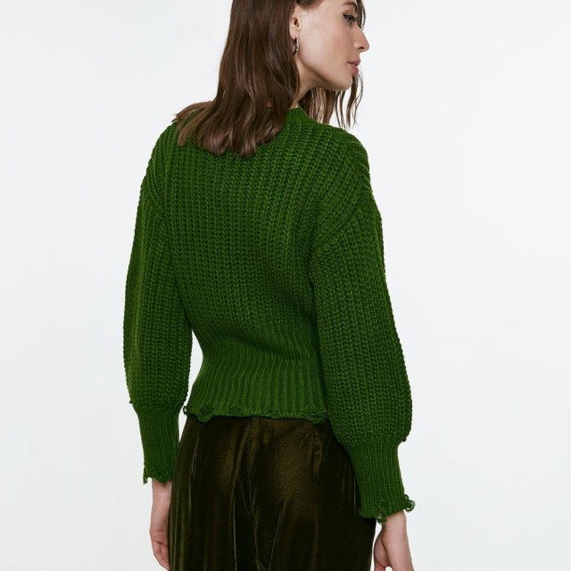 ACCESS / CROP KNITTED BLOUSE / PESTO /  8085-061