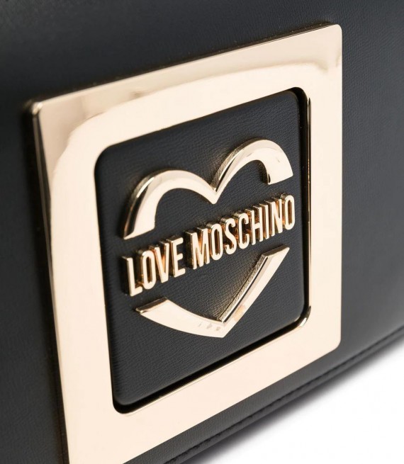 LOVE MOSCHINO/Τσαντάκι Χιαστί μαύρο με χρυσή αλυσίδα/JC4325PP0GKV000