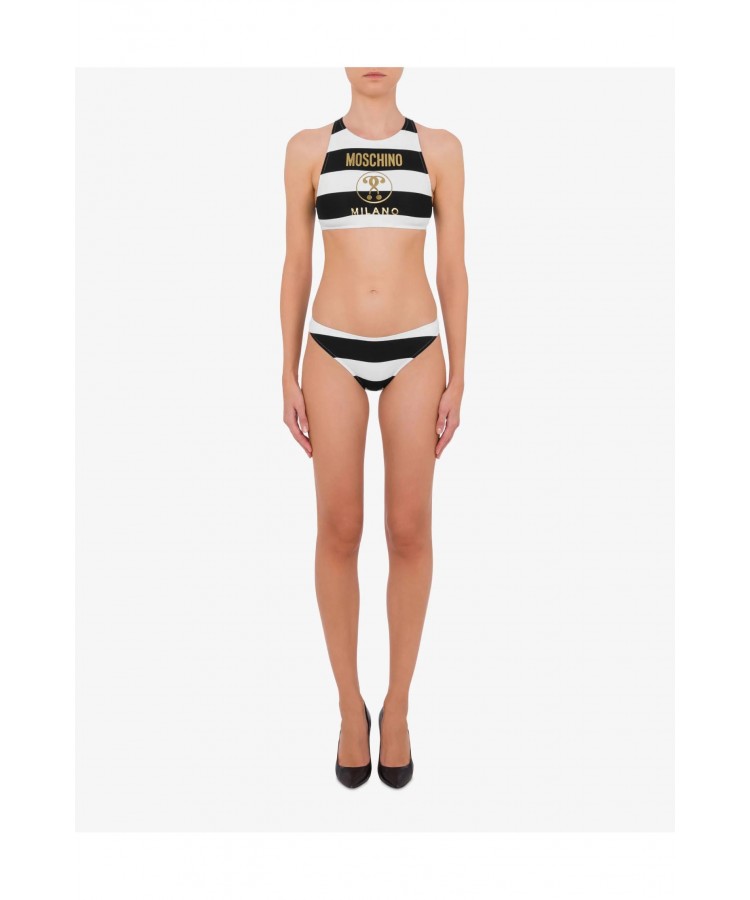 MOSCHINO/ Double Question Mark Striped Bikini Top/A57359505