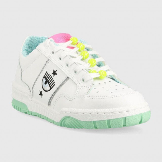 CHIARA FERRAGNI / LEATHER SNEAKERS / WHITE TENNIS / 3112-009