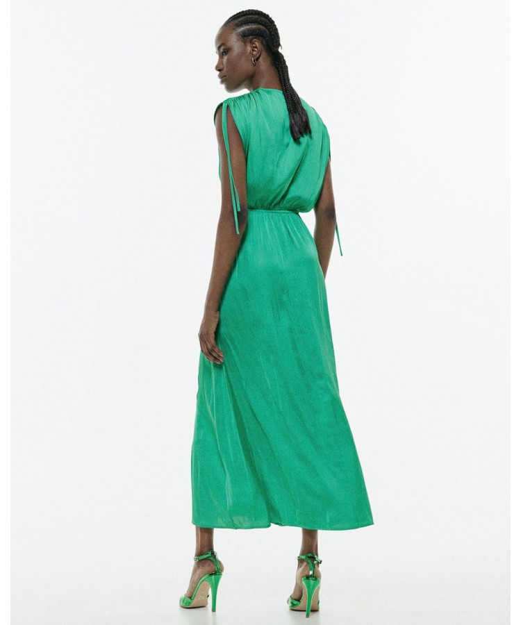 ACCESS / SATIN RELAXED FIT MAXI DRESS / GREEN / 3398-338