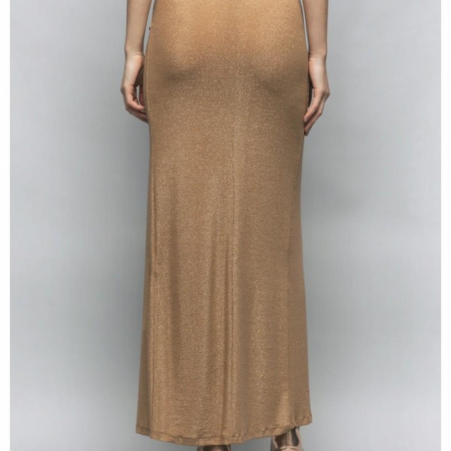 GAELLE / LUREX MAXI SKIRT / GOLD / GBDM17698