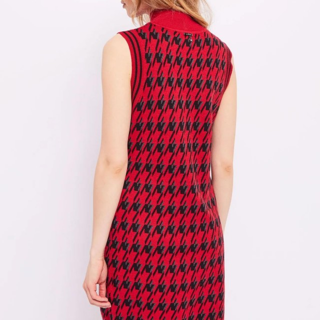 GAUDI / SHORT HOUNTSTOOTH DRESS / RED-BLACK